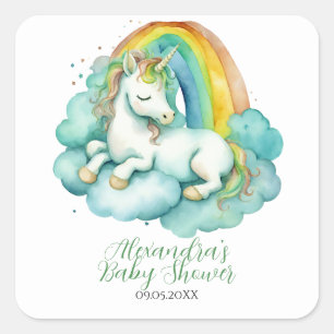 Baby Unicorn Gender Neutral Baby Shower Thank You Square Sticker