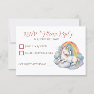 Baby Unicorn Girl Baby Shower RSVP Card