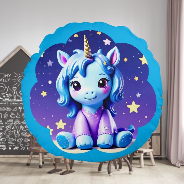 Baby Unicorn In PJ's Round Pillow (Creator Uploaded)