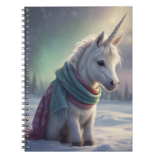 Baby Unicorn in Snow Notebook