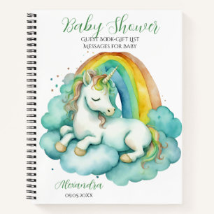 Baby Unicorn Unisex Baby Shower Guest Gift List Notebook