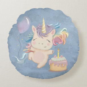 Baby unicorn with rainbow Throw Pillow