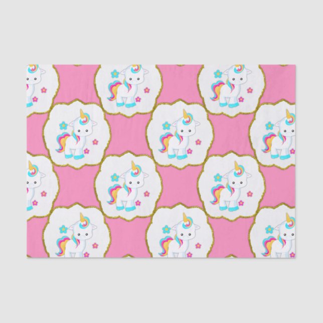 Baby Unicorns on Pink Tissue Paper (Front)