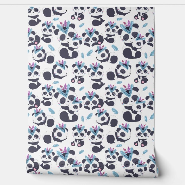 baby unisex wild one tiled pattern Nursery Wallpaper (Unrolling)