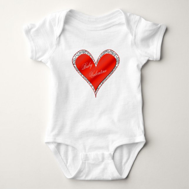 Baby Valentine Heart with Lace Trim Baby Bodysuit (Front)