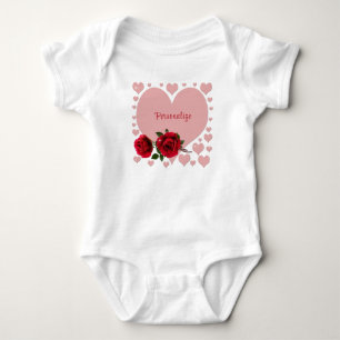 Baby Valentine's Day Pink Heart Red Roses Bodysuit