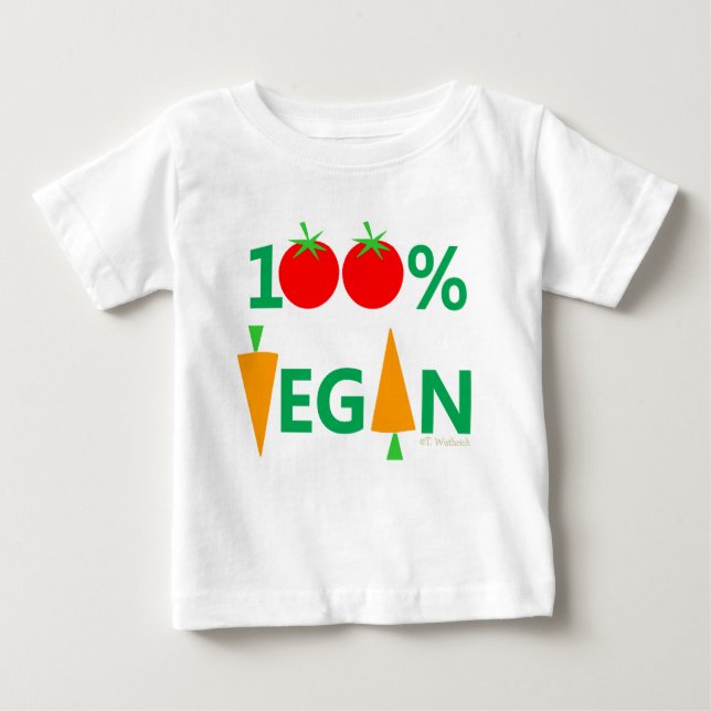 Baby Vegan Cute Cartoon Vegetables Humourous T-Shirt (Front)