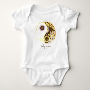 Baby Vibes Yin And Yang Painting Floral Yellow Baby Bodysuit