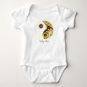 Baby Vibes Yin And Yang Painting Floral Yellow Bodysuit