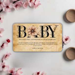 Baby Vintage Floral Monogram Baby Shower Enclosure Card