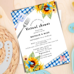 Baby virtual shower invitation blue aditable