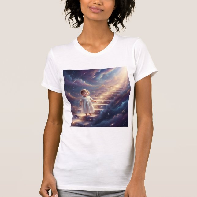 Baby Walking Up Stairs Into the Universe Love T-Shirt (Front)
