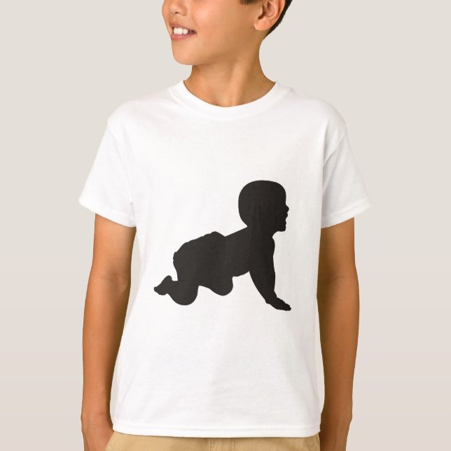 Baby Wearing a Diaper, Crawling Silhouette T-Shirt (Front)