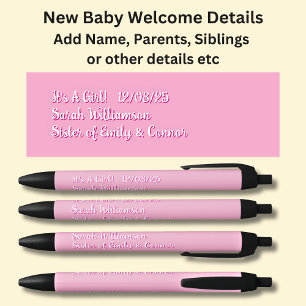 Baby Welcome Pen, Add Names & Details Black Ink Pen