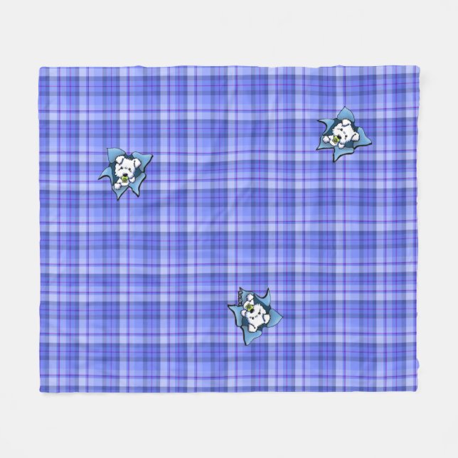Baby Westie BLAST Plaid Fleece Blanket (Front (Horizontal))