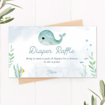 Baby Whale Baby Shower Diaper Raffle Card