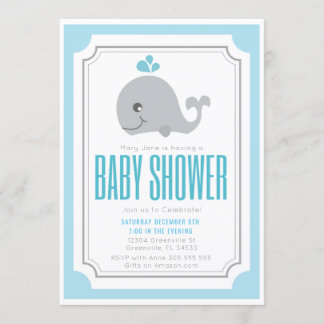Baby Whale Baby Shower Invitation