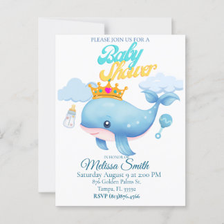 Baby Whale Baby Shower Postcard Invitation 