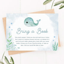 Baby Whale - Bring a Book Card for Baby Shower
