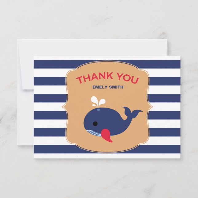 Baby Whale Flat Thank You Card (Front)