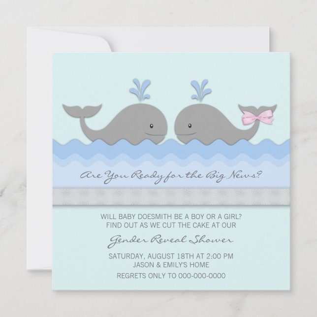 Baby Whale Gender Reveal Invitation (Front)