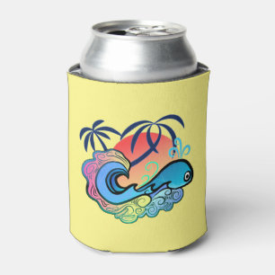 Baby Whale Surfer Can Cooler