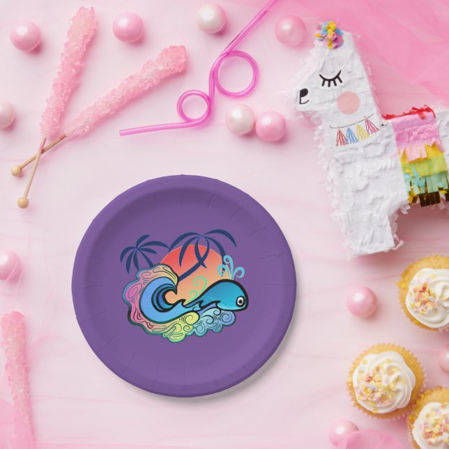 Baby Whale Surfer Paper Plate (Party)