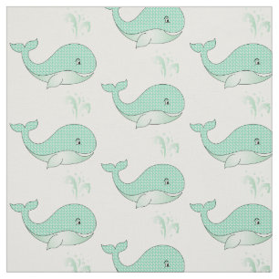 Baby Whales in Green Polka Dots   DIY Background Fabric