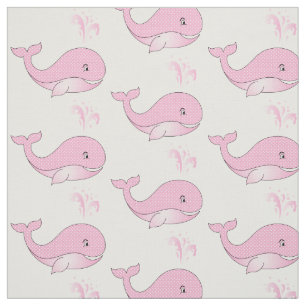 Baby Whales in Pink Polka Dots   DIY Background Fabric