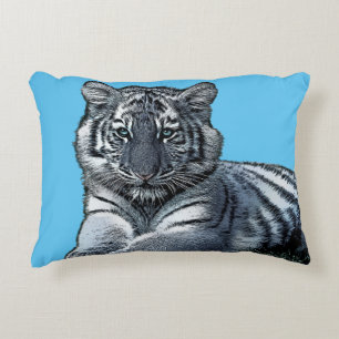baby white baby tiger cub jungle safari animal art decorative cushion