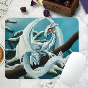 Baby White Winter Dragon Mouse Pad