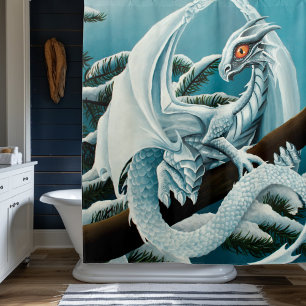 Baby White Winter Dragon Shower Curtain