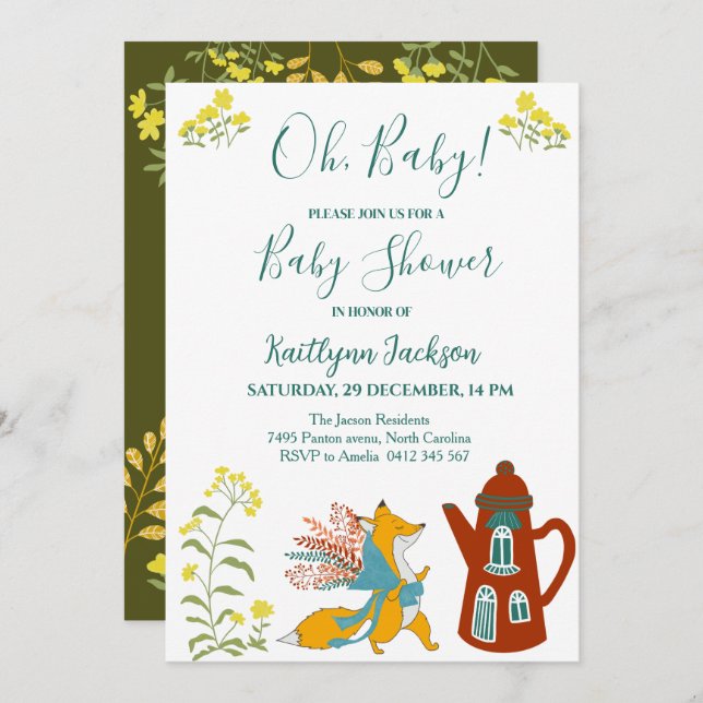 Baby wild animal Zoo Baby Shower Invitation (Front/Back)