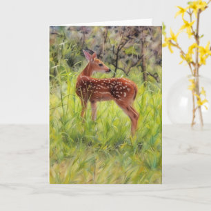Baby Wild Deer Fawn Art Nature Note Card
