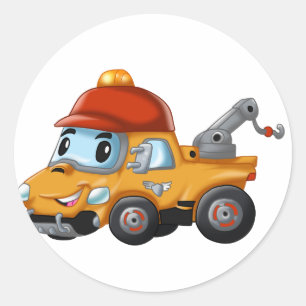 Baby winch truck for kids classic round sticker