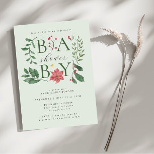 Baby Winter Blooms Classy Botanical Baby Shower Invitation