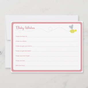 Baby Wishes Bee Pink Advice Card