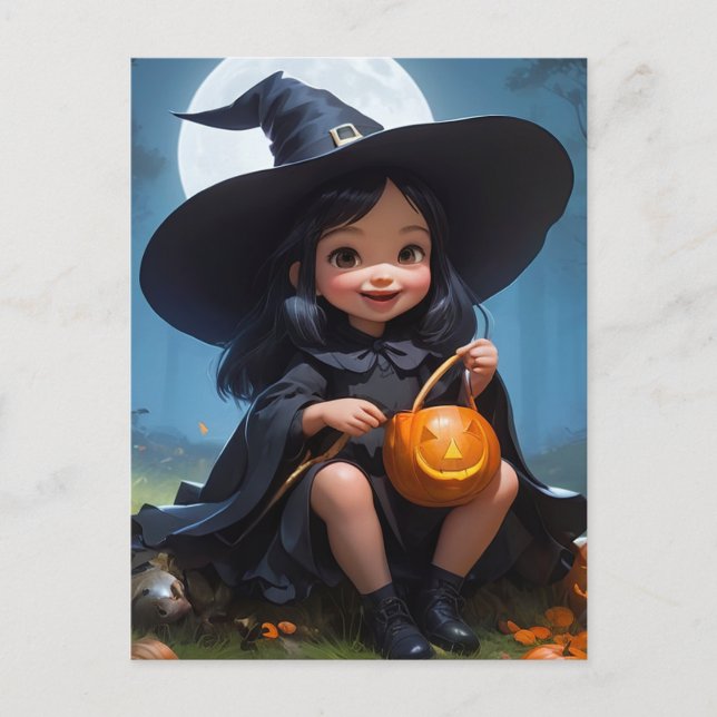 Baby Witch Halloween Postcard (Front)