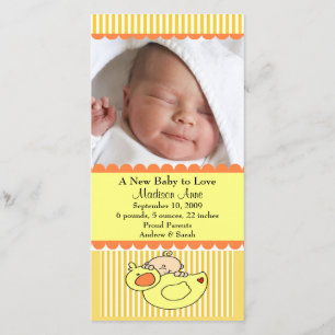 Baby with Duck PHOTO Birth Announcement