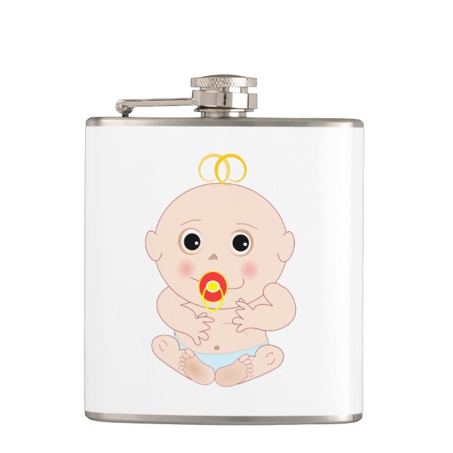 Baby with pacifier cartoon hip flask (Front)