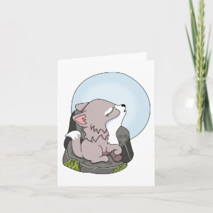 Baby Wolf Cub Howling At The moon Generic Any Use Card