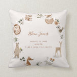 Baby Woodland Animals Birth Stats Keepsake Cushion<br><div class="desc">Based on our bestselling Baby Shower Invitations, this sweet Boho Woodland Animals name birth stats throw pillow makes a great gift for the new mummy! Featuring hand painted watercolor animals and floral motifs in a wreath, baby's name is written in hand lettered script, and baby's birth stats are presented below....</div>