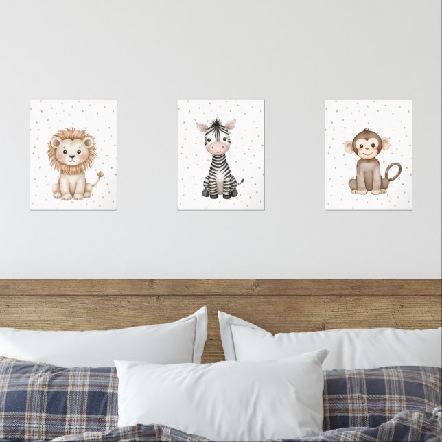 Baby Woodland Animals Nursery Decor Set of 3 (Bedroom)