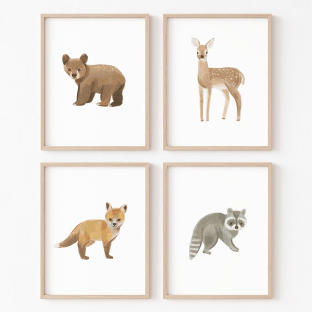 Baby Woodland Animals Nursery Decor Set of 4 (Creator Uploaded)