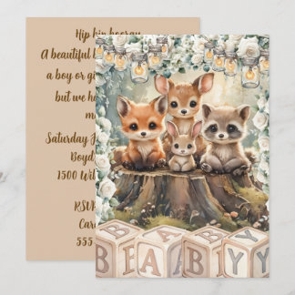Baby Woodland Animals Shower Digital Invitation