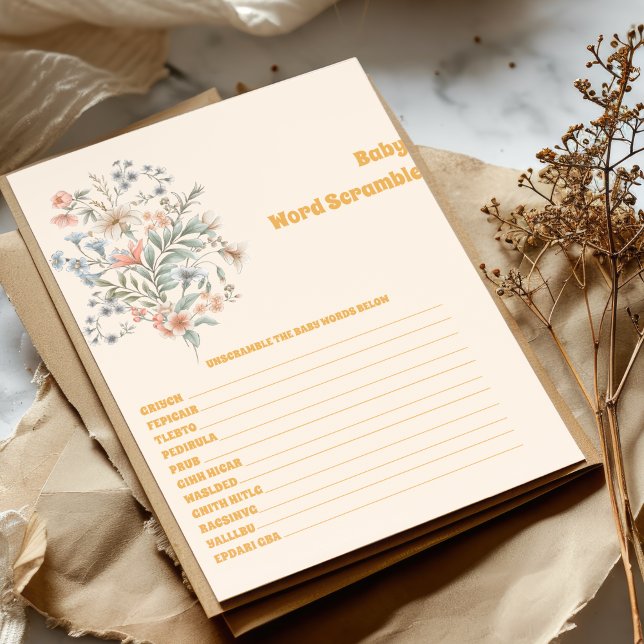 Baby Word Scramble Baby Shower Game (Creator Uploaded)