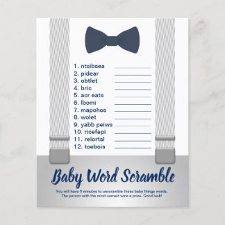Baby Word Scramble, Baby Shower Game Flyer