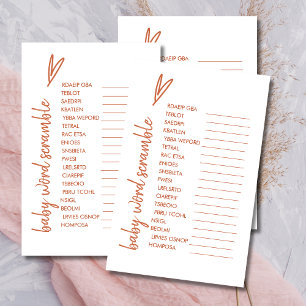 Baby Word Scramble Boho Heart Minimal Terracotta