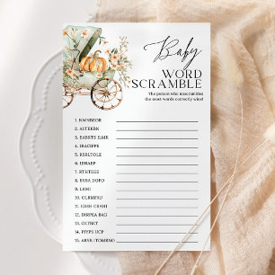 Baby Word Scramble Fall Pumpkin Baby Shower Game