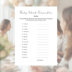 Baby Word Scramble for Baby Shower with Answers Custom Letterhead